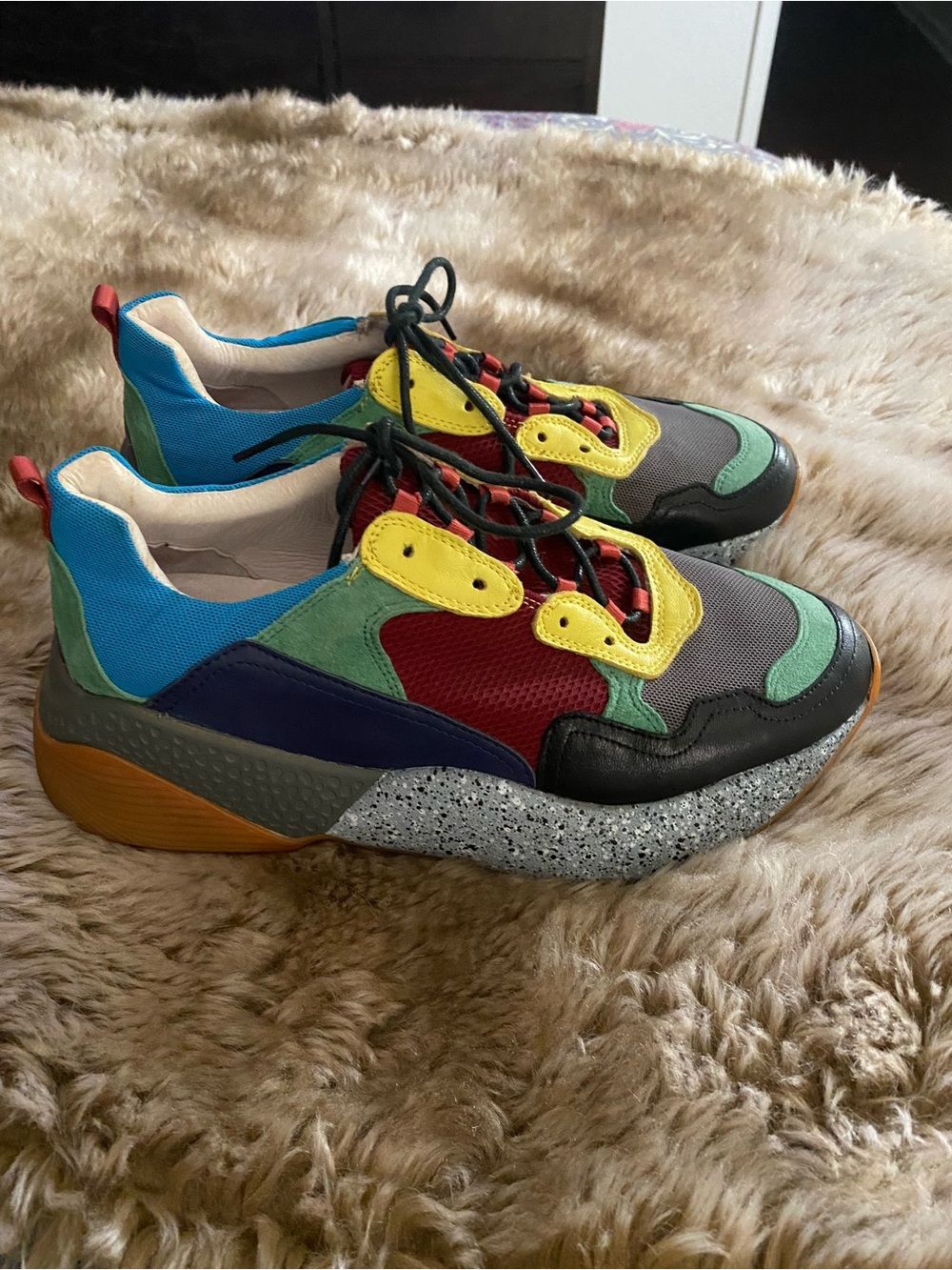 Lola Cruz Multicolor Women’s Athletic Sneakers - Yellow, Red, Teal Accent.